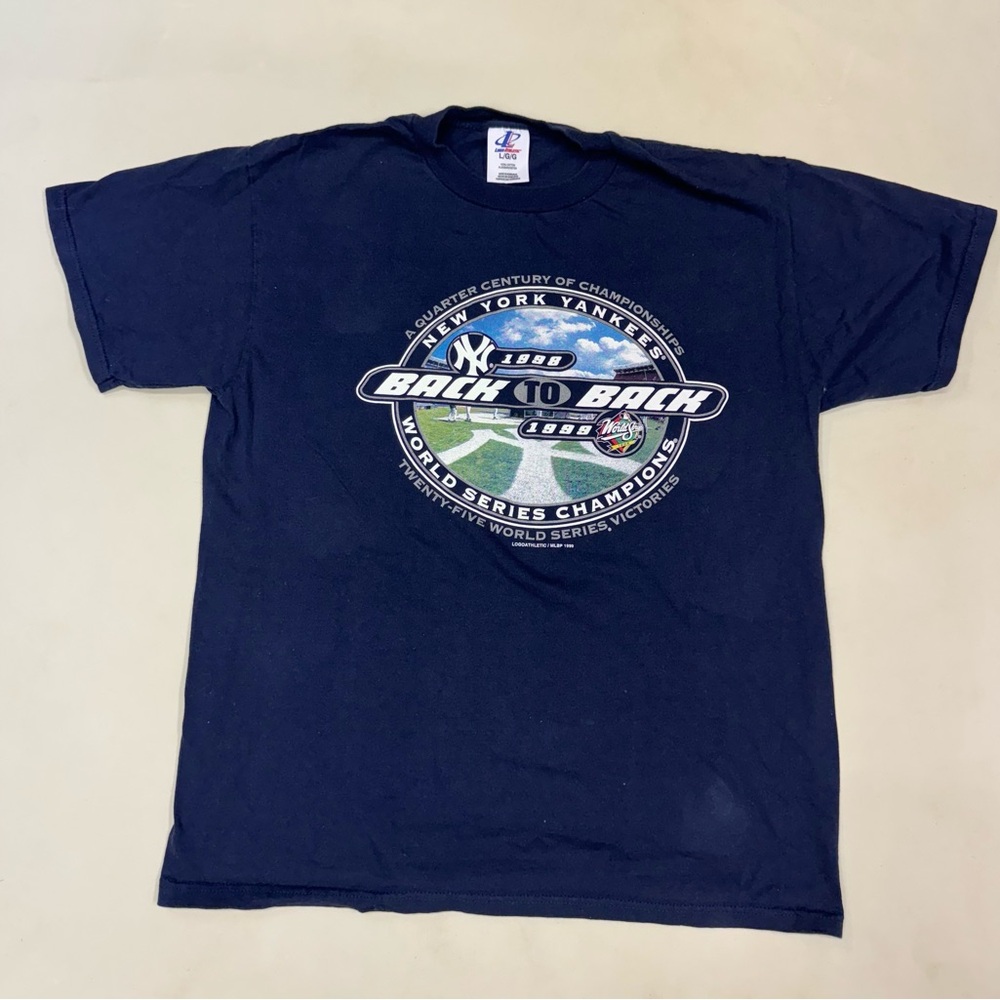 VTG New York Yankees Back To Back  98-99 World Series Champions T-Shirt Size L